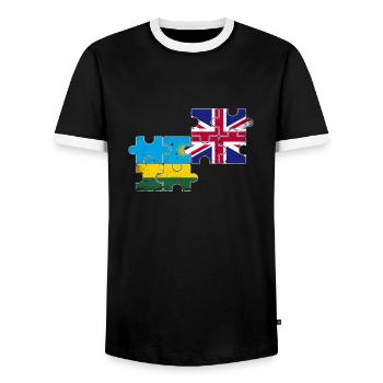 Ruanda UK Vintage Flagge Britisch Ruandisch - Männer Kontrast-T-Shirt - Schwarz/Weiß - Vorne - AI Model Female 172 light (172cm) & AI Model Male 178 light (178cm)