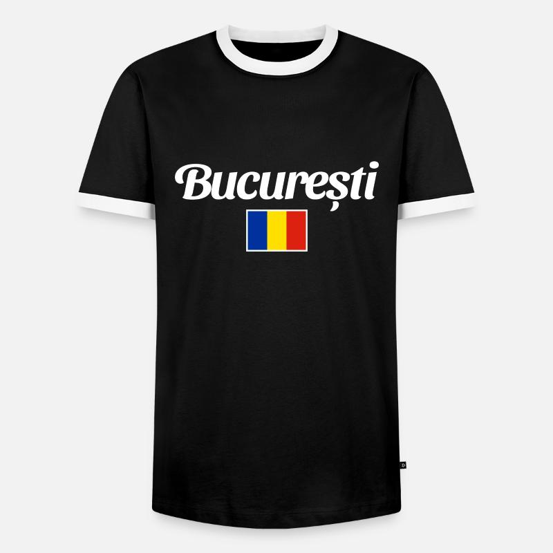 Bucuresti Romanian Flag Romanian - Men's Ringer Shirt - black/white