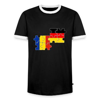 Romania Germany Flag German Romanian - Men's Ringer Shirt - black/white - Front - AI Model Female 172 light (172cm) & AI Model Male 178 light (178cm)