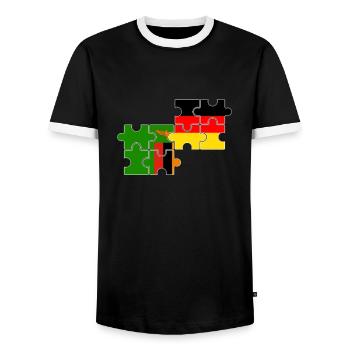 Zambia Germany Flag German Zambier - Men's Ringer Shirt - black/white - Front - AI Model Female 172 light (172cm) & AI Model Male 178 light (178cm)