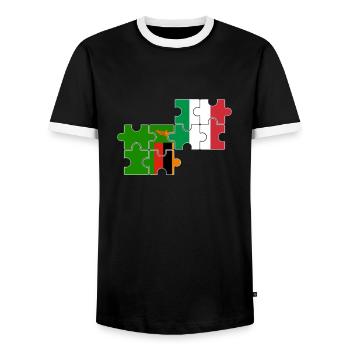 Zambia Italy Flag Italian Zambian - Men's Ringer Shirt - black/white - Front - AI Model Female 172 light (172cm) & AI Model Male 178 light (178cm)