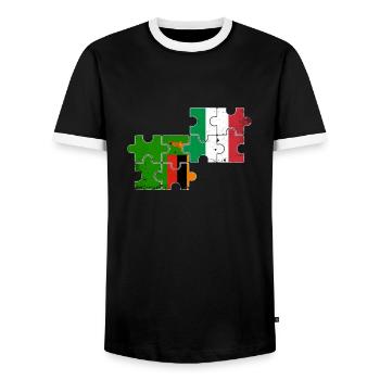 Zambia Italy Vintage Flag Italian Zambian - Men's Ringer Shirt - black/white - Front - AI Model Female 172 light (172cm) & AI Model Male 178 light (178cm)