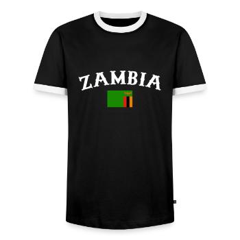 Zambia Zambia Flag Zambian - Men's Ringer Shirt - black/white - Front - AI Model Female 172 light (172cm) & AI Model Male 178 light (178cm)