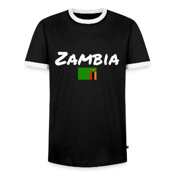 Zambia Zambia Flag Zambian - Men's Ringer Shirt - black/white - Front - AI Model Female 172 light (172cm) & AI Model Male 178 light (178cm)