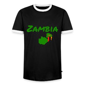 Carte de la Zambie Zambie Drapeau de la Zambie - T-shirt contrasté Homme - noir/blanc - Devant - AI Model Female 172 light (172cm) & AI Model Male 178 light (178cm)