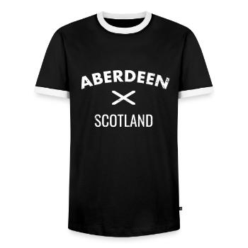 Aberdeen Scotland Scotland Scottish Flag - Men's Ringer Shirt - black/white - Front - AI Model Female 172 light (172cm) & AI Model Male 178 light (178cm)