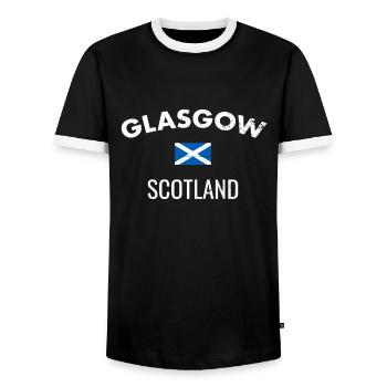 Glasgow Scotland Scotland Scottish Flag - Men's Ringer Shirt - black/white - Front - AI Model Female 172 light (172cm) & AI Model Male 178 light (178cm)
