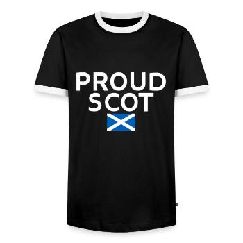 Proud Scot Scotland Scottish Flag Scot - Men's Ringer Shirt - black/white - Front - AI Model Female 172 light (172cm) & AI Model Male 178 light (178cm)