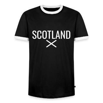 Scotland Scottish Flag Scotsman - Men's Ringer Shirt - black/white - Front - AI Model Female 172 light (172cm) & AI Model Male 178 light (178cm)