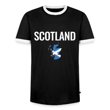 Scotland Schottland Karte Schottische Flagge - Männer Kontrast-T-Shirt - Schwarz/Weiß - Vorne - AI Model Female 172 light (172cm) & AI Model Male 178 light (178cm)