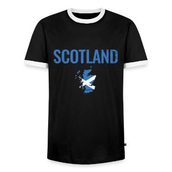 Scotland Schottland Vintage Karte Flagge - Männer Kontrast-T-Shirt - Schwarz/Weiß - Vorne - AI Model Female 172 light (172cm) & AI Model Male 178 light (178cm)