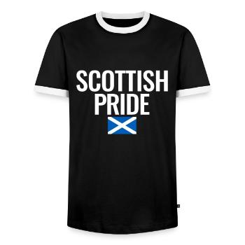 Scottish Pride Scotland Scottish Flag - Men's Ringer Shirt - black/white - Front - AI Model Female 172 light (172cm) & AI Model Male 178 light (178cm)