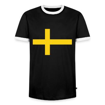Schweden Schwedische Flagge Schwede - Männer Kontrast-T-Shirt - Schwarz/Weiß - Vorne - AI Model Female 172 light (172cm) & AI Model Male 178 light (178cm)