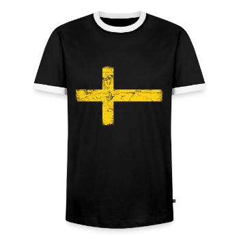 Suède Vintage drapeau suédois suédois - T-shirt contrasté Homme - noir/blanc - Devant - AI Model Female 172 light (172cm) & AI Model Male 178 light (178cm)