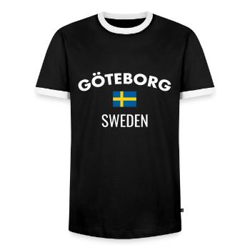 Göteborg, Suède, Suède, Suède, Suède - T-shirt contrasté Homme - noir/blanc - Devant - AI Model Female 172 light (172cm) & AI Model Male 178 light (178cm)