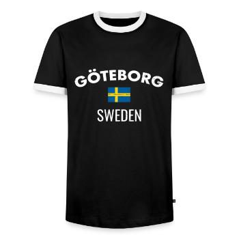 Göteborg Suède Vintage Suède drapeau Suède - T-shirt contrasté Homme - noir/blanc - Devant - AI Model Female 172 light (172cm) & AI Model Male 178 light (178cm)