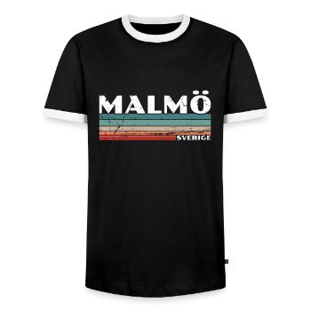 Malmö Sverige Vintage Suède Suédois Rétro - T-shirt contrasté Homme - noir/blanc - Devant - AI Model Female 172 light (172cm) & AI Model Male 178 light (178cm)