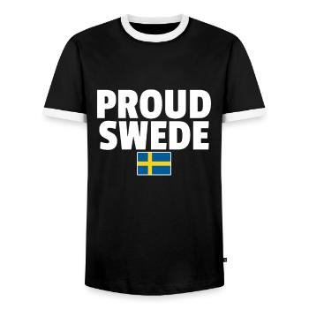 Fier Suédois Suède Drapeau suédois Suède - T-shirt contrasté Homme - noir/blanc - Devant - AI Model Female 172 light (172cm) & AI Model Male 178 light (178cm)