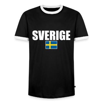 Sverige Schweden Schwedische Flagge Schwede - Männer Kontrast-T-Shirt - Schwarz/Weiß - Vorne - AI Model Female 172 light (172cm) & AI Model Male 178 light (178cm)