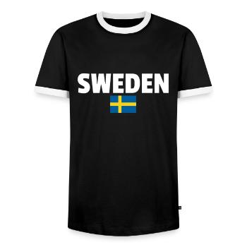 Suède Suède Drapeau suédois Suède Suède - T-shirt contrasté Homme - noir/blanc - Devant - AI Model Female 172 light (172cm) & AI Model Male 178 light (178cm)
