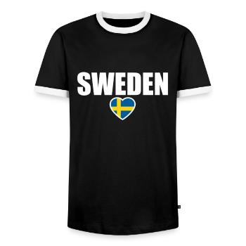 Suède Suède Drapeau suédois Suède Suède - T-shirt contrasté Homme - noir/blanc - Devant - AI Model Female 172 light (172cm) & AI Model Male 178 light (178cm)