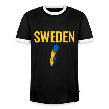 Suède Suède Carte Suède Drapeau Suède Suède - T-shirt contrasté Homme - noir/blanc - Devant - AI Model Female 172 light (172cm) & AI Model Male 178 light (178cm)