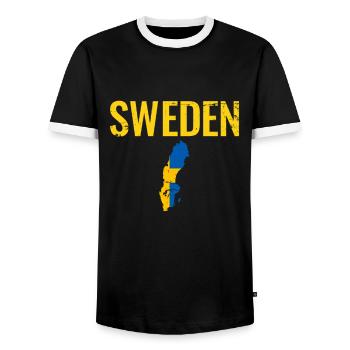 Suède Vintage Suède carte drapeau suédois - T-shirt contrasté Homme - noir/blanc - Devant - AI Model Female 172 light (172cm) & AI Model Male 178 light (178cm)