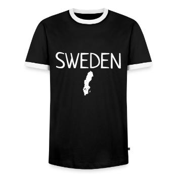 Suède Suède Carte Suède Suédois Suédois - T-shirt contrasté Homme - noir/blanc - Devant - AI Model Female 172 light (172cm) & AI Model Male 178 light (178cm)