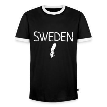 Suède Vintage Suède carte suédois suédois - T-shirt contrasté Homme - noir/blanc - Devant - AI Model Female 172 light (172cm) & AI Model Male 178 light (178cm)