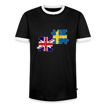 Suède Royaume-Uni Drapeau Suède britannique - T-shirt contrasté Homme - noir/blanc - Devant - AI Model Female 172 light (172cm) & AI Model Male 178 light (178cm)