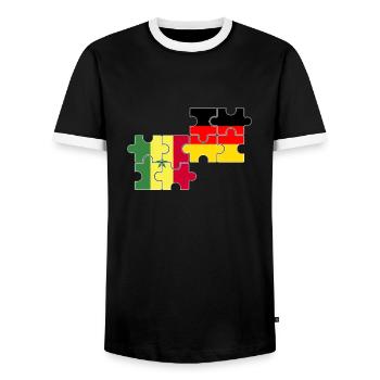 Sénégal Allemagne Drapeau Sénégal allemand - T-shirt contrasté Homme - noir/blanc - Devant - AI Model Female 172 light (172cm) & AI Model Male 178 light (178cm)