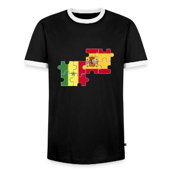 Senegal Spain flag Spaniards Senegalese - Men's Ringer Shirt - black/white - Front - AI Model Female 172 light (172cm) & AI Model Male 178 light (178cm)