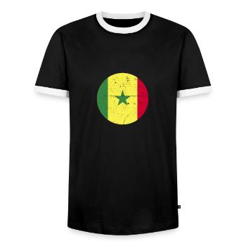 Sénégal Vintage Drapeau Sénégalais Sénégal - T-shirt contrasté Homme - noir/blanc - Devant - AI Model Female 172 light (172cm) & AI Model Male 178 light (178cm)