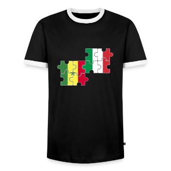 Senegal Italy Flag Italians Senegalese - Men's Ringer Shirt - black/white - Front - AI Model Female 172 light (172cm) & AI Model Male 178 light (178cm)