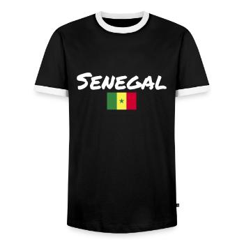 Sénégal Drapeau Sénégal Sénégal - T-shirt contrasté Homme - noir/blanc - Devant - AI Model Female 172 light (172cm) & AI Model Male 178 light (178cm)