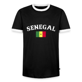 Sénégal Drapeau Sénégal Sénégal - T-shirt contrasté Homme - noir/blanc - Devant - AI Model Female 172 light (172cm) & AI Model Male 178 light (178cm)