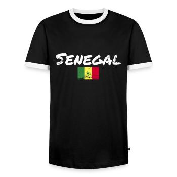 Sénégal Vintage Drapeau Sénégalais Sénégal - T-shirt contrasté Homme - noir/blanc - Devant - AI Model Female 172 light (172cm) & AI Model Male 178 light (178cm)