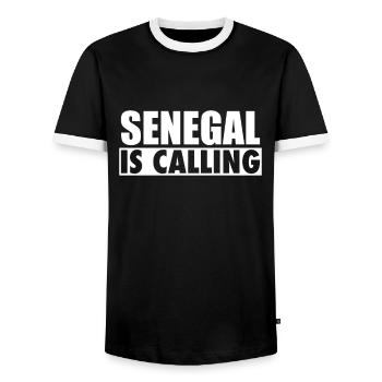 Senegal Is Calling Senegalesische Senegalese - Men's Ringer Shirt - black/white - Front - AI Model Female 172 light (172cm) & AI Model Male 178 light (178cm)