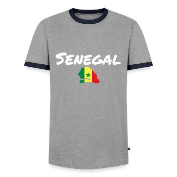 Senegal Map Flag Senegalese - Men's Ringer Shirt - grey/navy  - Front - AI Model Female 172 light (172cm) & AI Model Male 178 light (178cm)