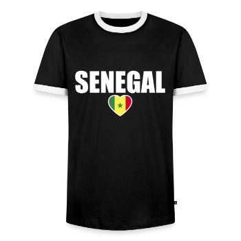 Sénégal Drapeau Sénégal Sénégal - T-shirt contrasté Homme - noir/blanc - Devant - AI Model Female 172 light (172cm) & AI Model Male 178 light (178cm)