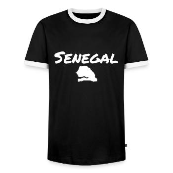 Senegal Map Senegalese - Men's Ringer Shirt - black/white - Front - AI Model Female 172 light (172cm) & AI Model Male 178 light (178cm)