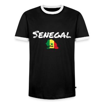 Senegal Vintage Map Flag Senegalese - Men's Ringer Shirt - black/white - Front - AI Model Female 172 light (172cm) & AI Model Male 178 light (178cm)