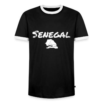 Senegal vintage map Senegalese - Men's Ringer Shirt - black/white - Front - AI Model Female 172 light (172cm) & AI Model Male 178 light (178cm)