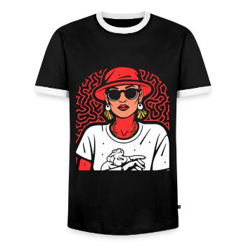 Frau - Männer Kontrast-T-Shirt - Schwarz/Weiß - Vorne - AI Model Female 172 light (172cm) & AI Model Male 178 light (178cm)