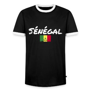 Sénégal Vintage Senegal Senegalese Flag - Men's Ringer Shirt - black/white - Front - AI Model Female 172 light (172cm) & AI Model Male 178 light (178cm)