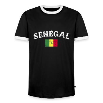 Sénégal Vintage Sénégal Drapeau du Sénégal - T-shirt contrasté Homme - noir/blanc - Devant - AI Model Female 172 light (172cm) & AI Model Male 178 light (178cm)