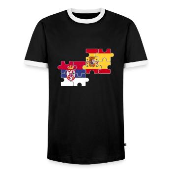 Serbia Spain flag Spaniards Serb - Men's Ringer Shirt - black/white - Front - AI Model Female 172 light (172cm) & AI Model Male 178 light (178cm)