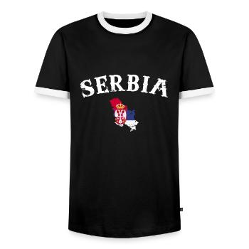 Serbie Vintage carte Serbie drapeau serbe - T-shirt contrasté Homme - noir/blanc - Devant - AI Model Female 172 light (172cm) & AI Model Male 178 light (178cm)