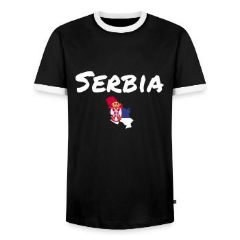 Serbie Carte Serbie Drapeau serbe Serbie - T-shirt contrasté Homme - noir/blanc - Devant - AI Model Female 172 light (172cm) & AI Model Male 178 light (178cm)