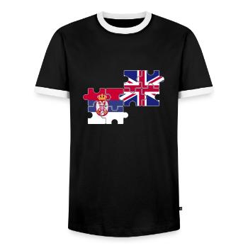 Serbia UK Flag British Serb - Men's Ringer Shirt - black/white - Front - AI Model Female 172 light (172cm) & AI Model Male 178 light (178cm)